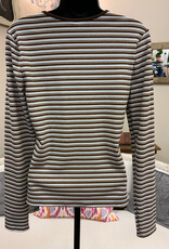 Kylie Paige Kylie Paige  Brown Stripe Softy Aurora Round Neck Long Sleeve Top