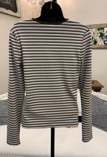 Kylie Paige Kylie Paige  Brown Stripe Softy Aurora Round Neck Long Sleeve Top