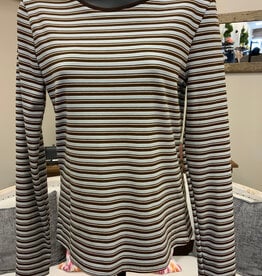 Kylie Paige Kylie Paige Aurora  Brown Stripe Softy Round Neck Long Sleeve Top