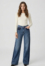 GG Jeans GG Jeans Med Blue Wash Two-Tone Wide Leg Jean