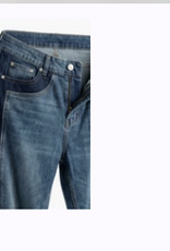 GG Jeans GG Jeans Med Blue Wash Two-Tone Wide Leg Jean