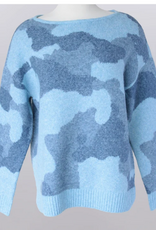 Keren Hart Keren Hart Blue/Gray Round Neck Long Sleeve Sweater