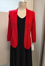 Lulu B Lulu B  Crimson Rhinestone 3/4 Sleeve Open Cardigan