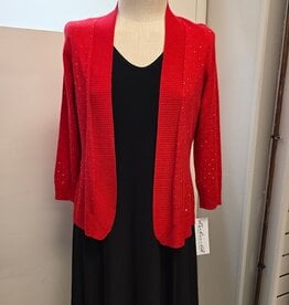 Lulu B Lulu B Crimson Rhinestone 3/4 Sleeve Open Cardigan
