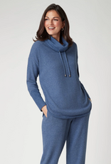 Ruby Road Ruby Rd Indigo Solid Cozy Cowl Neck L/S Pullover Top