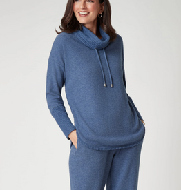 Ruby Road Ruby Rd Indigo Solid Cozy Cowl Neck L/S Pullover Top