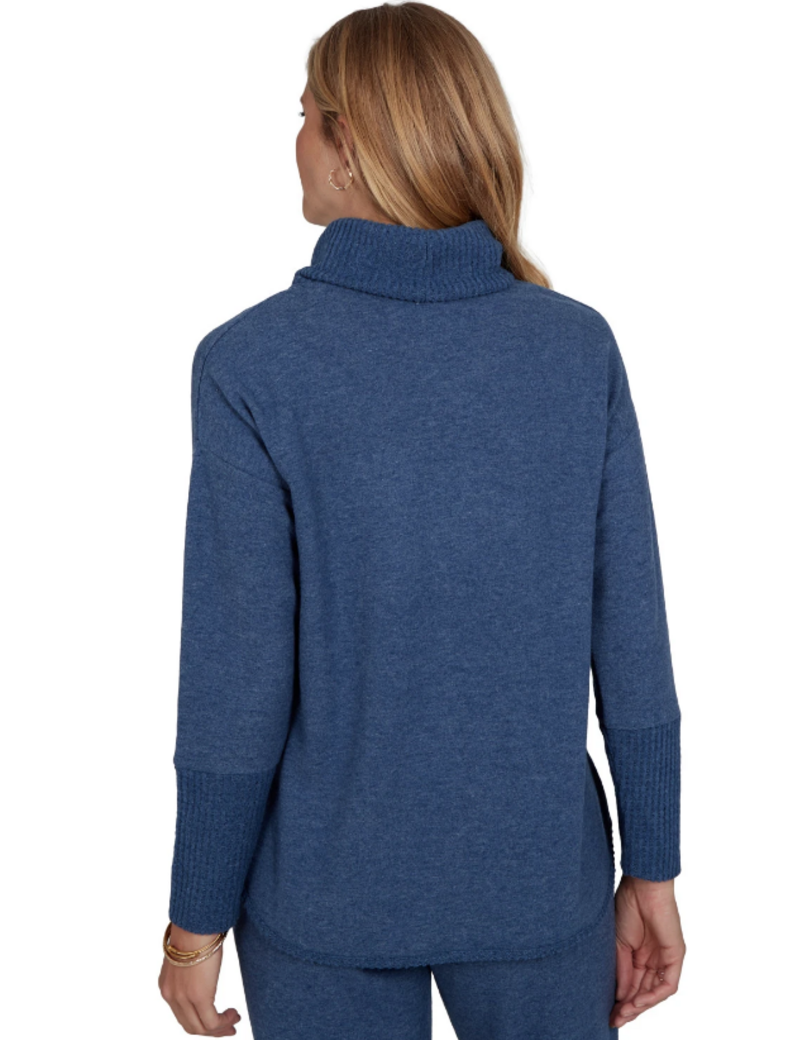 Ruby Road Ruby Rd Indigo Solid Cozy Cowl Neck L/S Pullover Top