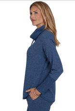 Ruby Road Ruby Rd Indigo Solid Cozy Cowl Neck L/S Pullover Top
