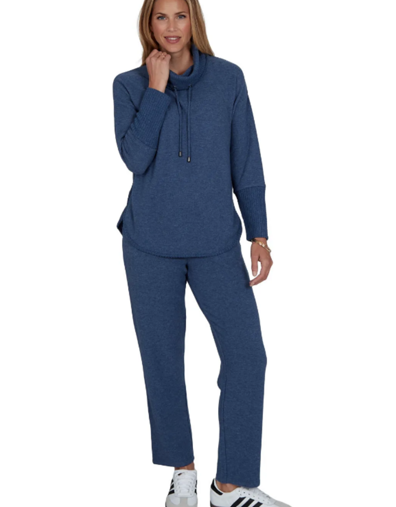 Ruby Road Ruby Rd Indigo Solid Cozy Cowl Neck L/S Pullover Top