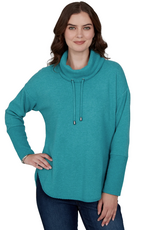 Ruby Road Ruby Rd Teal Solid Cozy Cowl Neck L/S Pullover Top