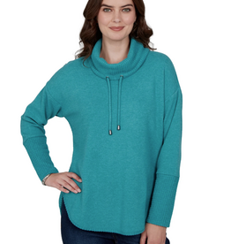 Ruby Road Ruby Rd Teal Solid Cozy Cowl Neck L/S Pullover Top