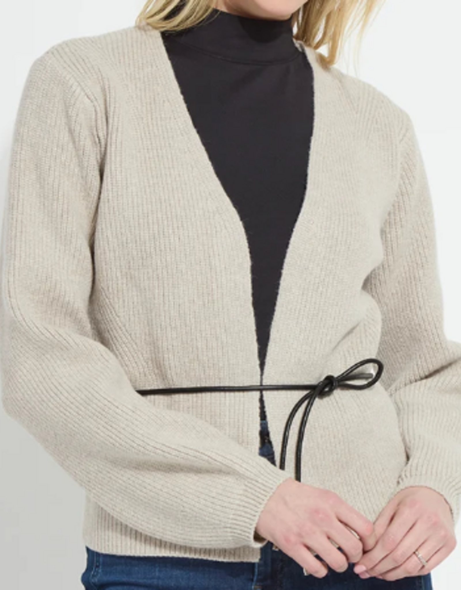 Lysse Lysse Refined Taupe Ravenna Peplum Knitted Cardigan