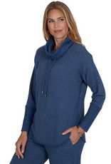 Ruby Road Ruby Rd Indigo Solid Petite Cozy Cowl Neck L/S Pullover Top