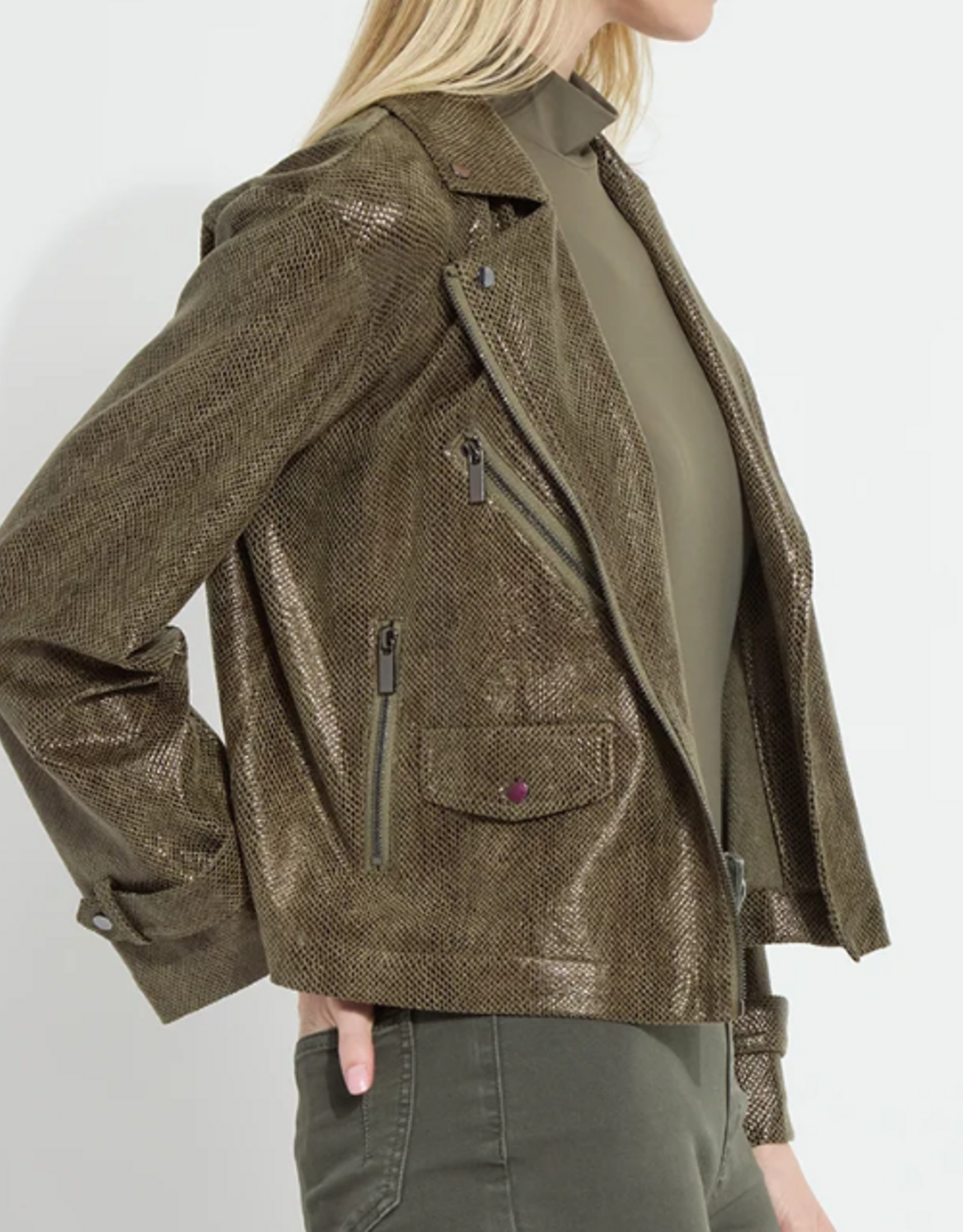Lysse Lysse  Woodland Snake Emory Vegan Suede Moto Jacket