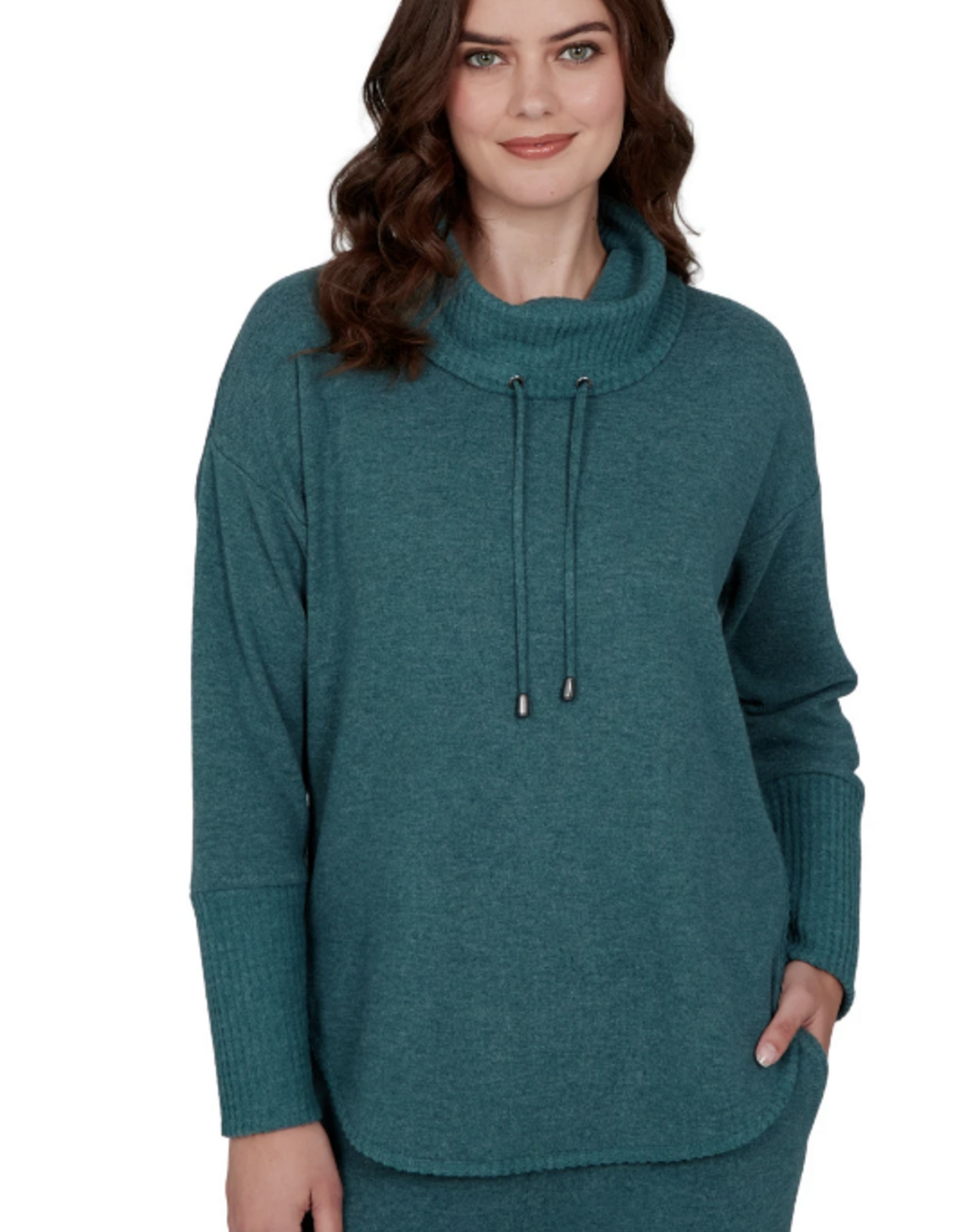 Ruby Road Ruby Rd Forest Solid Petite Cozy Cowl Neck L/S Pullover Top