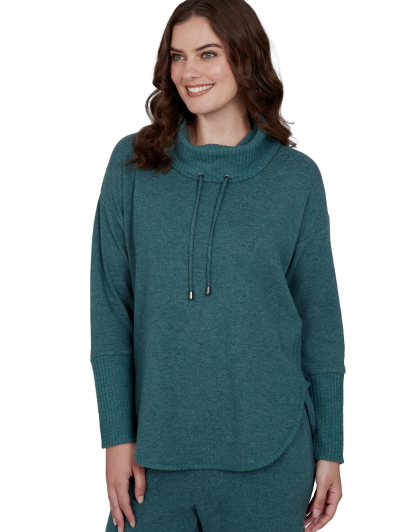 Ruby Road Ruby Rd Forest Solid Petite Cozy Cowl Neck L/S Pullover Top