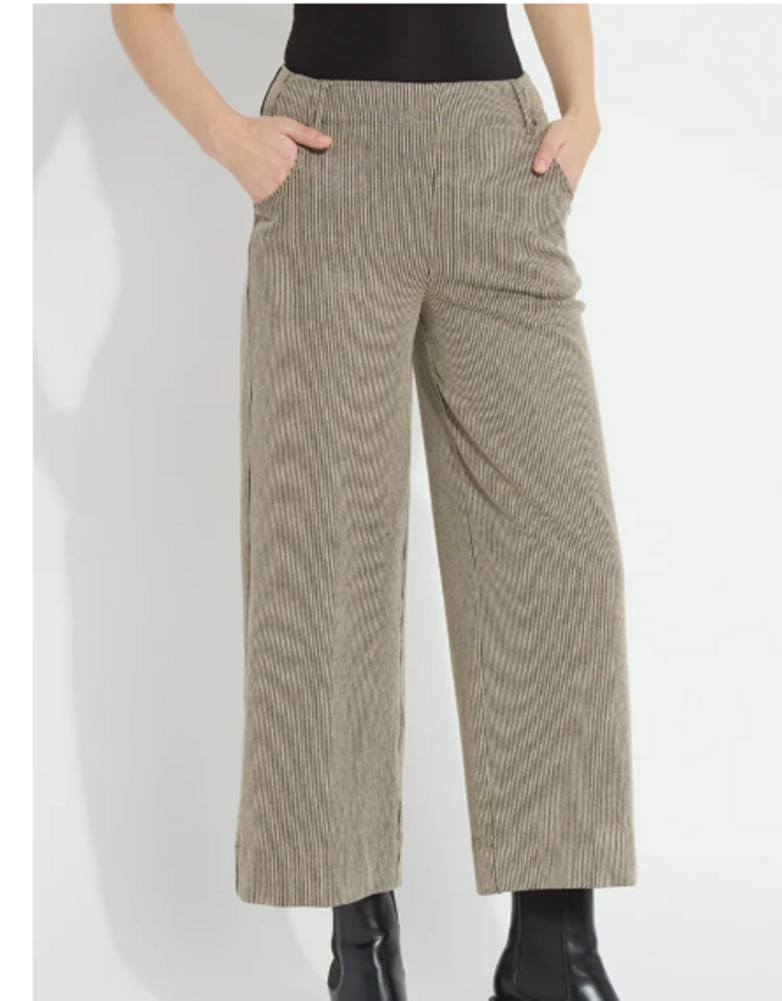 Lysse Lysse Everwood Sheen Line Print  Wide LegPull On Boyfriend Denim