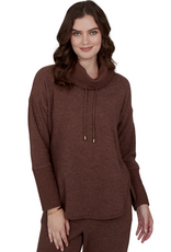 Ruby Road Ruby Rd 52950 Walnut Solid Petite Cozy Cowl Neck L/S Pullover Top