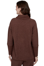 Ruby Road Ruby Rd 52950 Walnut Solid Petite Cozy Cowl Neck L/S Pullover Top