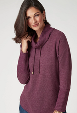 Ruby Road Ruby Rd Fig Solid Petite Cozy Cowl Neck L/S Pullover Top