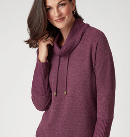 Ruby Road Ruby Rd Fig Solid Petite Cozy Cowl Neck L/S Pullover Top