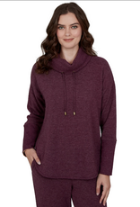 Ruby Road Ruby Rd Fig Solid Petite Cozy Cowl Neck L/S Pullover Top