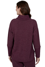 Ruby Road Ruby Rd Fig Solid Petite Cozy Cowl Neck L/S Pullover Top