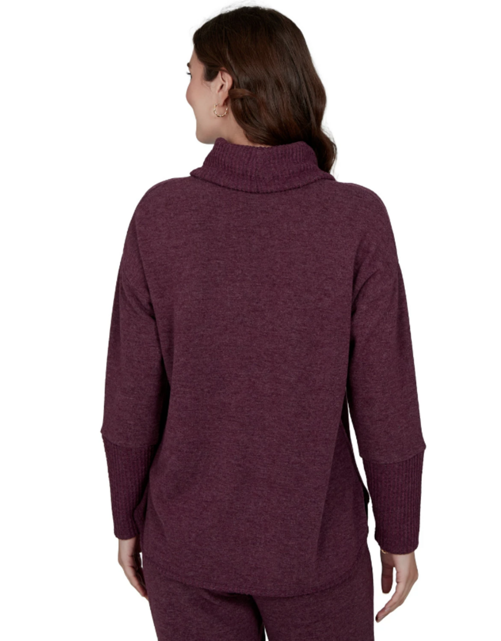 Ruby Road Ruby Rd Fig Solid Petite Cozy Cowl Neck L/S Pullover Top