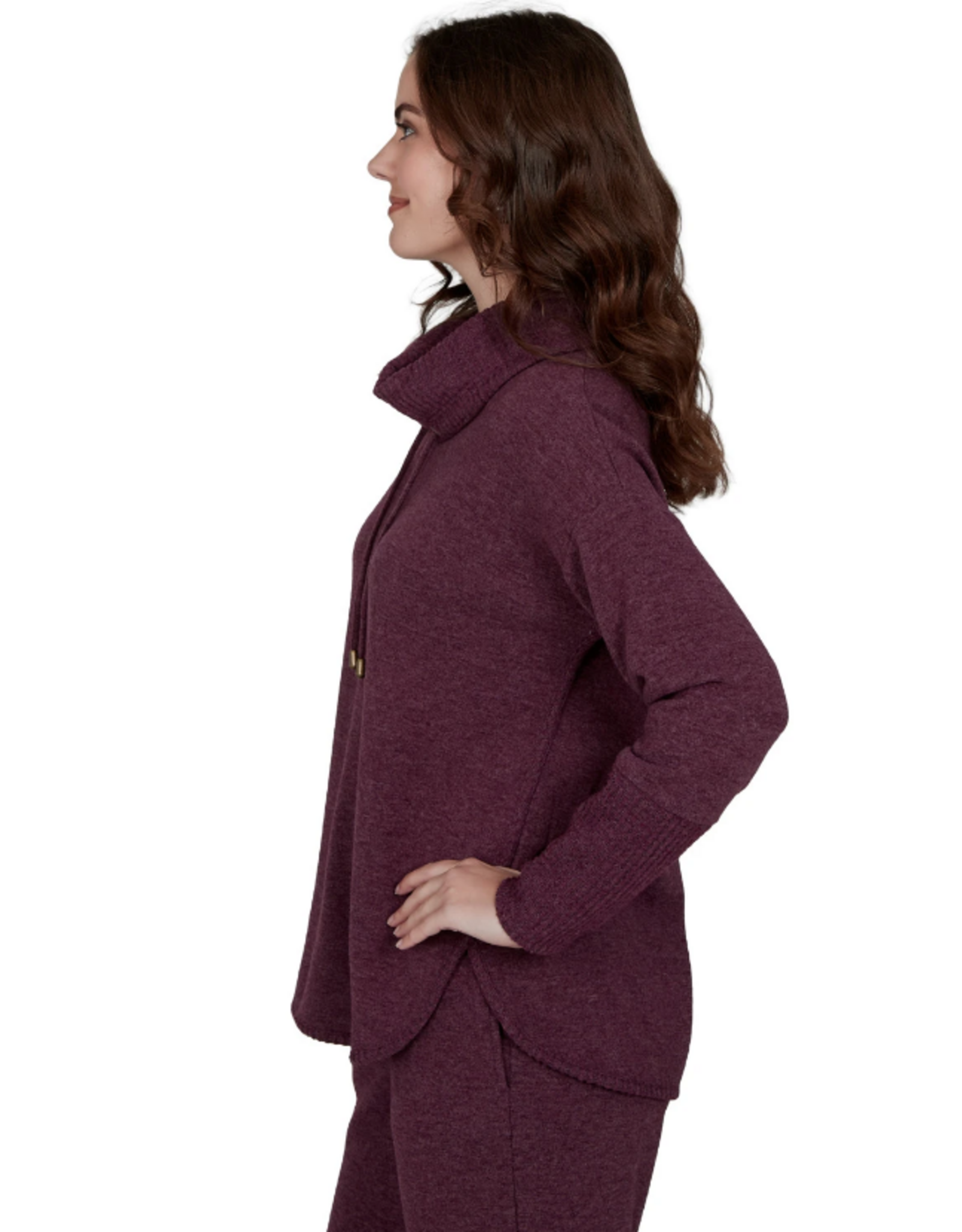 Ruby Road Ruby Rd Fig Solid Petite Cozy Cowl Neck L/S Pullover Top