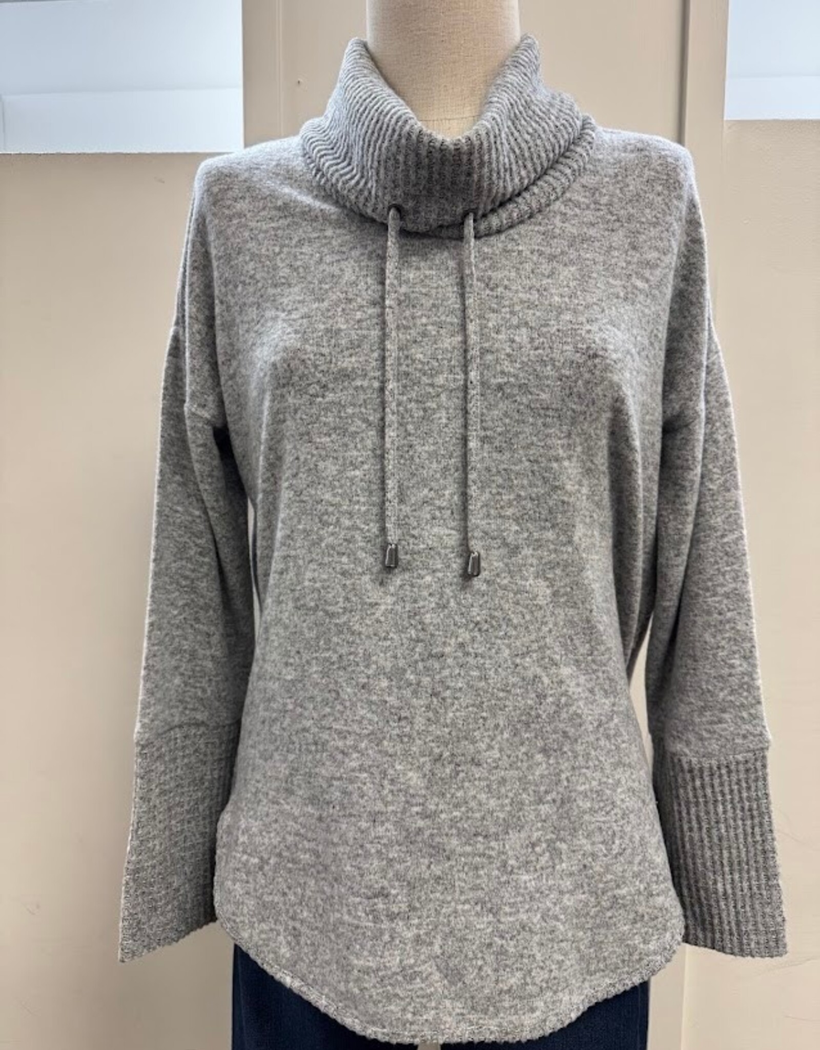 Ruby Road Ruby Rd Heather Grey Cozy Cowl Neck L/S Pullover Top