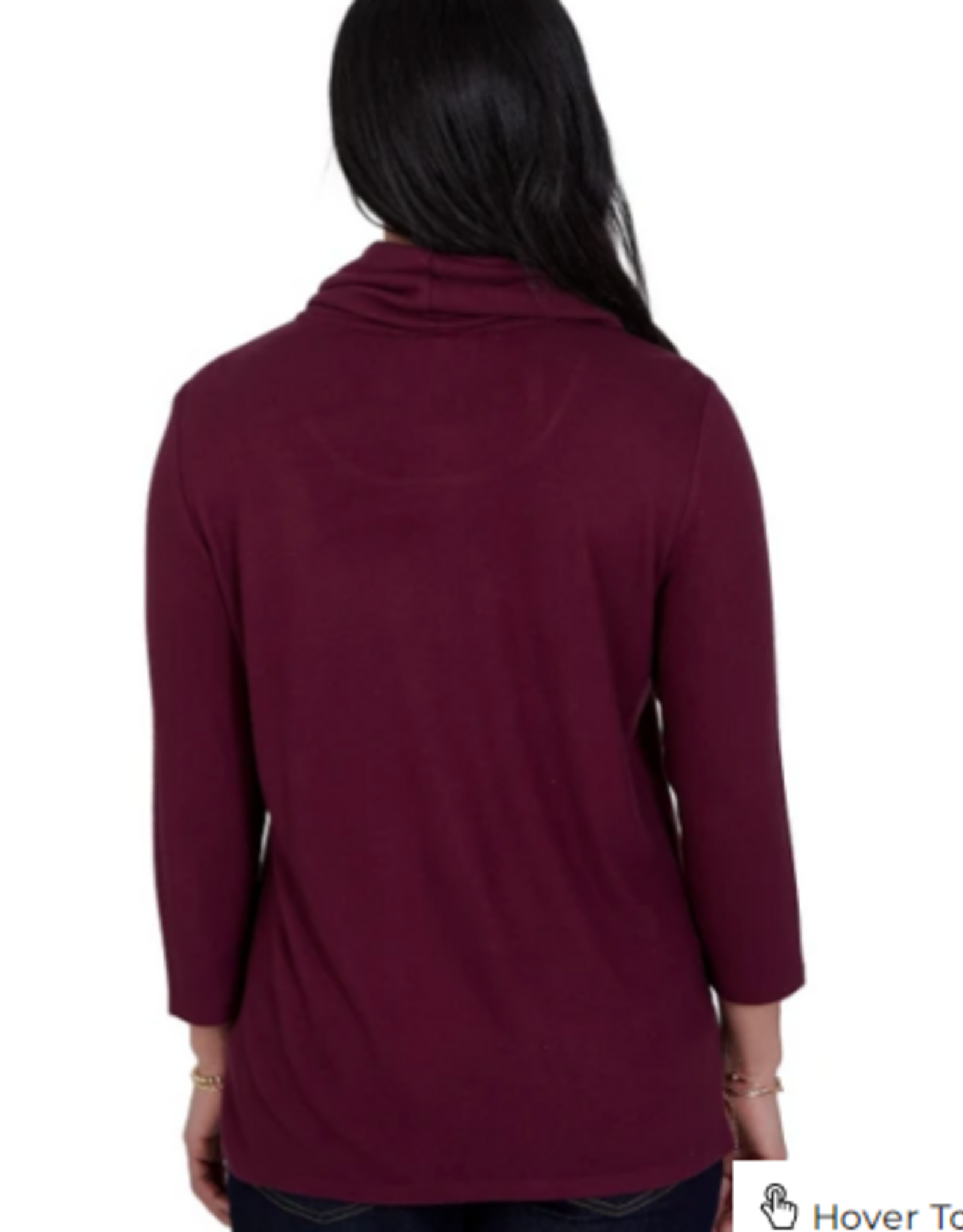 Ruby Rd Ruby Rd Fig Cowl Neck Faux Suede Front Knit Back Top