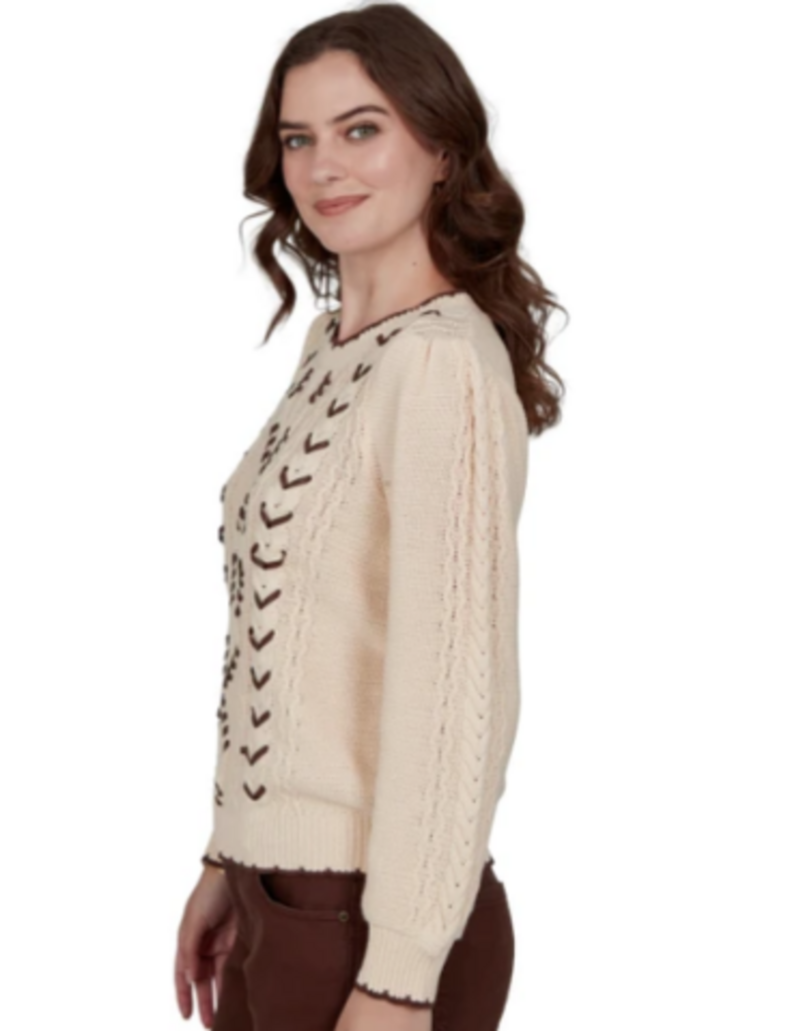 Ruby Rd Ruby Rd Parchment Cable Detailed Pullover Sweater
