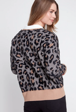 Renuar Renuar Black Combo Animal Print Long Sleeve Cardigan