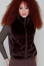 Renuar Renuar Chocolate Zip Up  Faux Fur Short Vest