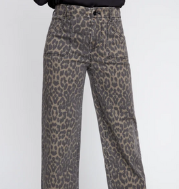 Renuar Renuar  Animal Print  Denim Cropped Wide-Leg Pant