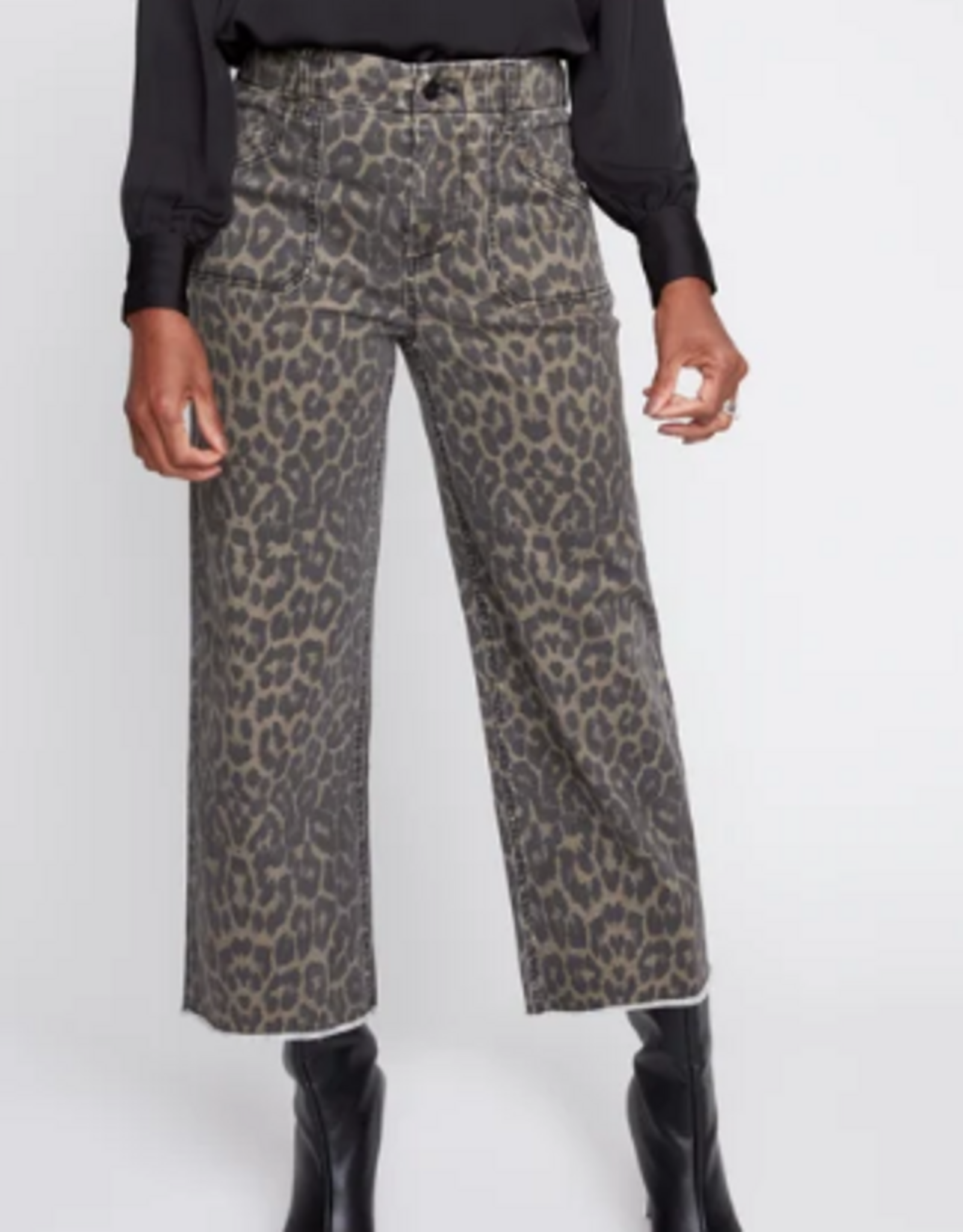 Renuar Renuar Animal Print  Denim Cropped Wide-Leg Pant