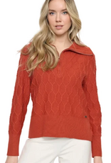 Picadilly Picadilly  Glazed Ginger  Half Zip Chain Link Long Sleeve  Sweater