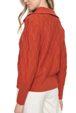 Picadilly Picadilly  Glazed Ginger  Half Zip Chain Link Long Sleeve  Sweater
