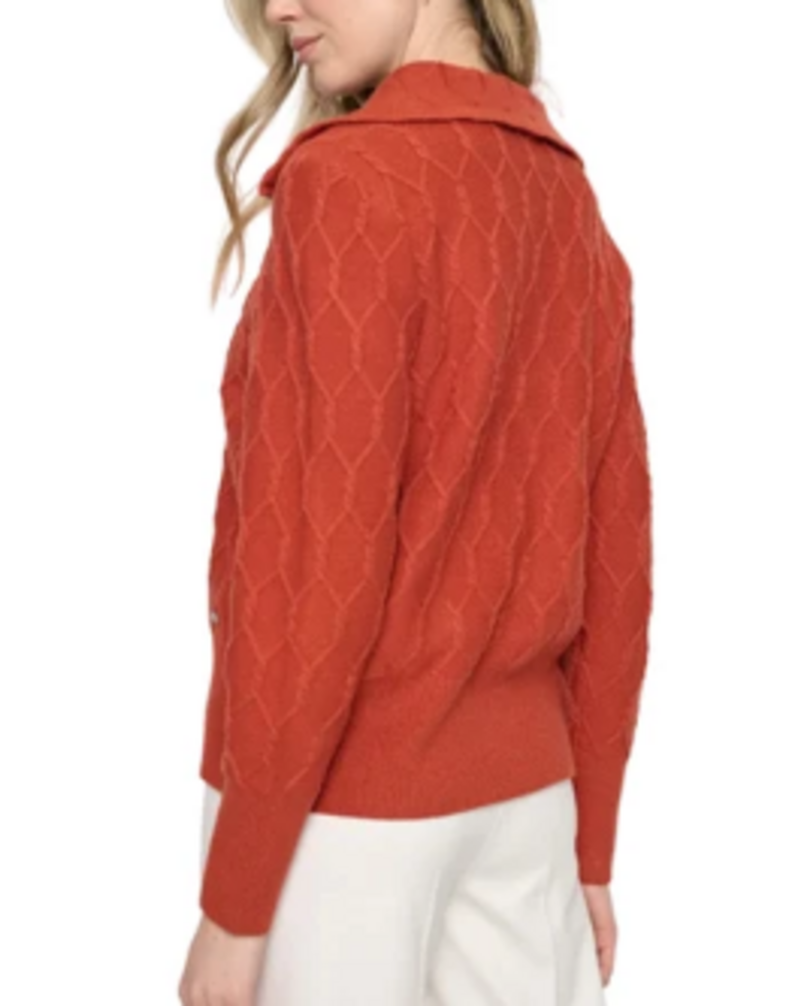 Picadilly Picadilly  Glazed Ginger  Half Zip Chain Link Long Sleeve  Sweater