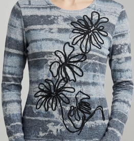 Picadilly Piccdilly Deep Denim Multi Color  Embroider Print Round Neck
