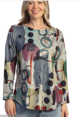 Jess & Jane Jess & Jane Sienna Multi Color Print Tunic Top