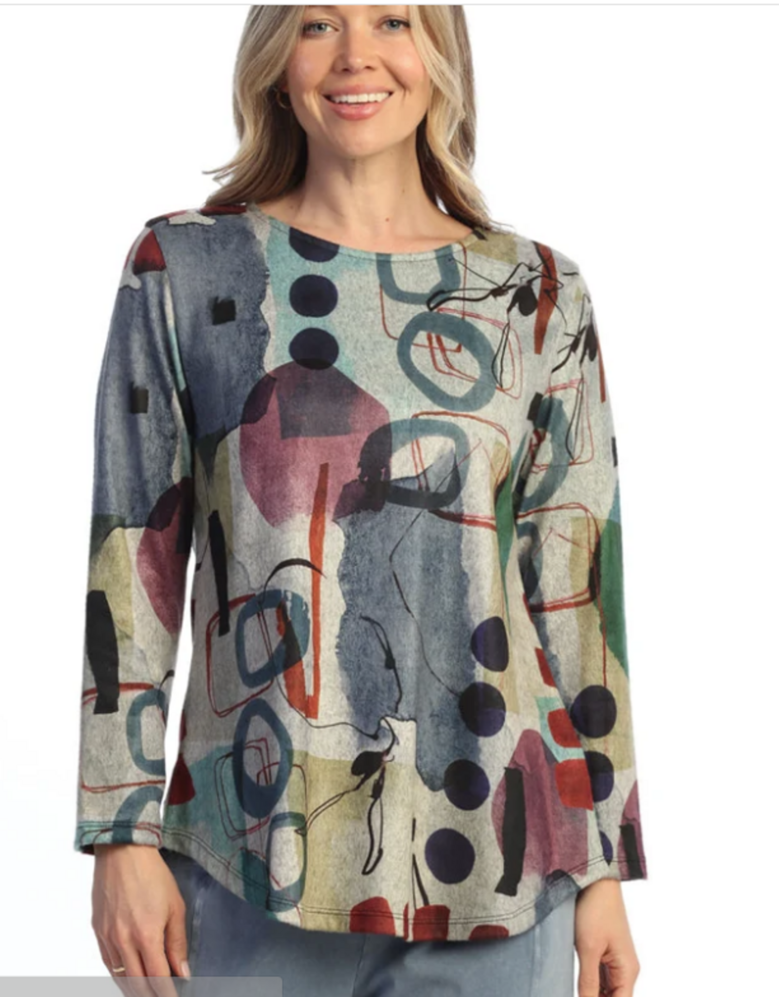 Jess & Jane Jess & Jane Sienna Multi Color Print Tunic Top