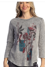 Jess & Jane Jess & Jane  Fern Mineral Washed 3/4 Sleeve Top