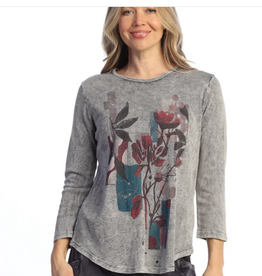 Jess & Jane Jess & Jane Fern Mineral Washed 3/4 Sleeve Top