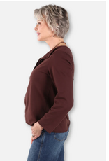 Cotton Lani Cotton Lani Chestnut Folded Down Collar Button Up Cardigan
