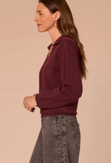 Democracy Democracy Fig Jam  Collar V-Neck Crochet Scallop Sweater