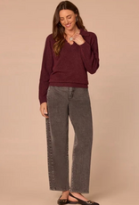Democracy Democracy Fig Jam  Collar V-Neck Crochet Scallop Sweater