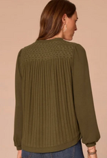 Democracy Democracy Heather Grape Leaf  Mandarin Collar Half Placket Knit Top