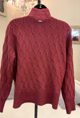 Picadilly Picadilly  Cabernet Half Zip Chain Link Long Sleeve  Sweater