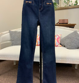 Renuar Renuar Dark Indigo Bootleg Horsebit Detail Denim Pant